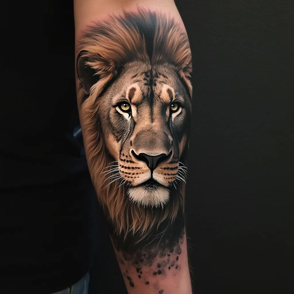Tatuaje realista de león